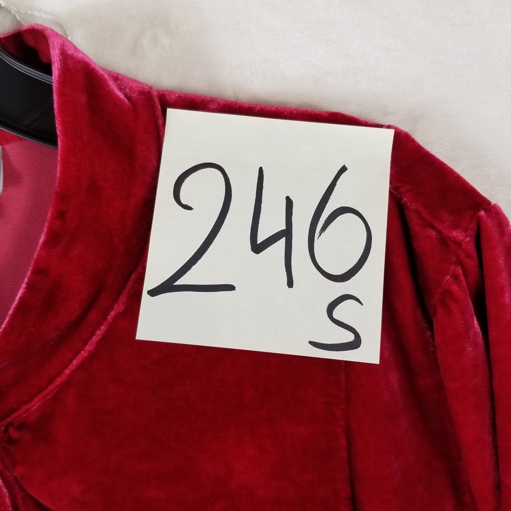J. Jill Velvet Silk Blend Blouse Womens Large Red Button Front Gathered Back - Picture 7 of 7